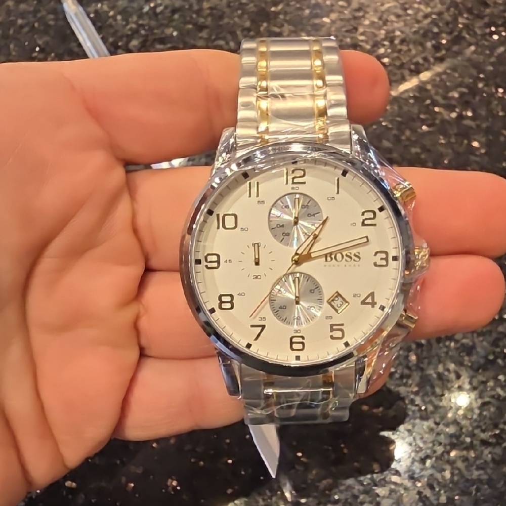 BOSS Two-Tone Silver and Gold Stainless Chronograph Watch